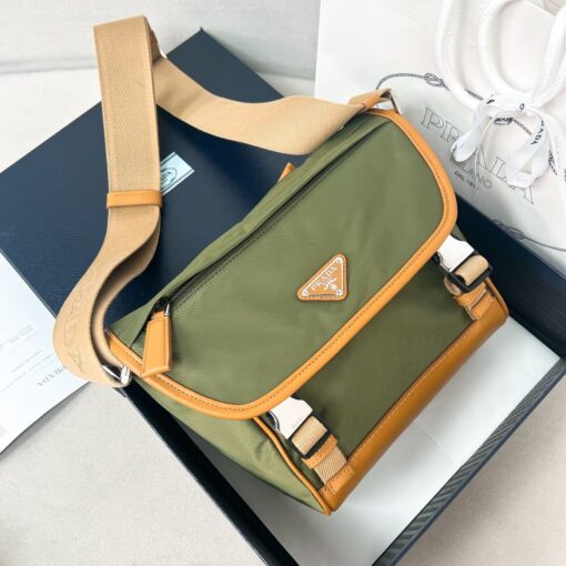 Prada Re-Nylon Leather Shoulder Bag Green