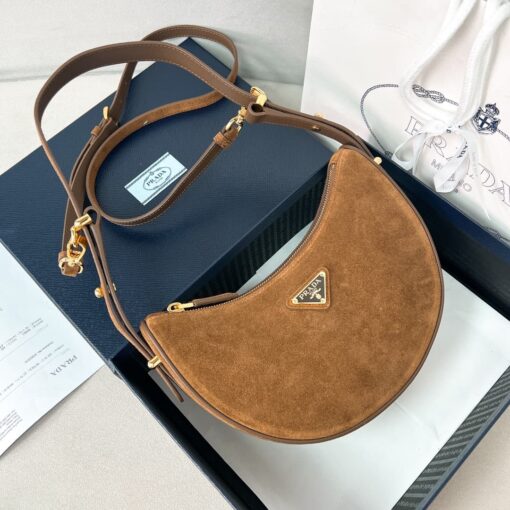 Prada Arqué suede shoulder bag