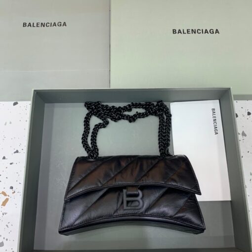 Balenciaga Crush Small Chain Bag Quilted Black