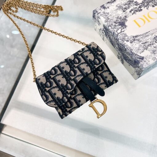 Dior Oblique Long Saddle Wallet With Chain