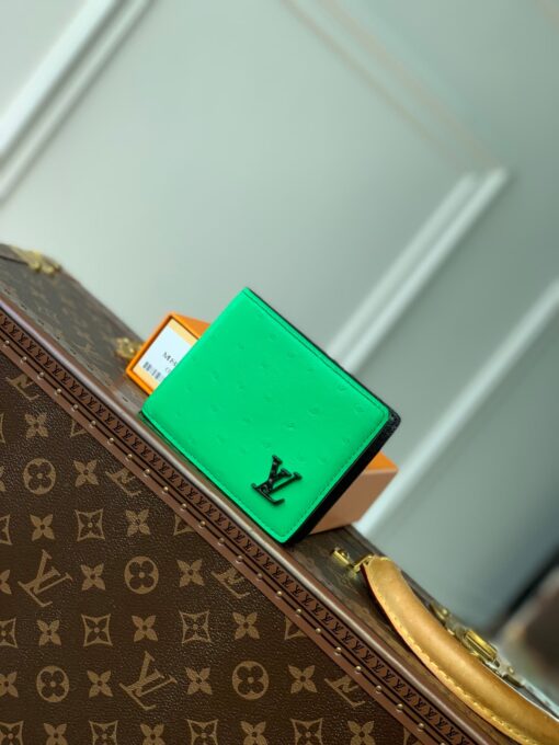 LV Slender Wallet Ostrich Green