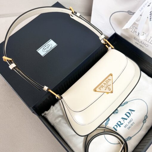 Prada Brushed leather shoulder bag White