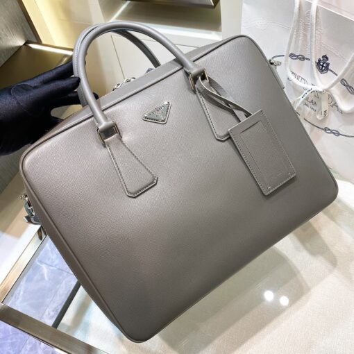 Prada Briefcase Leather Grey